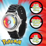 Pokémon Spinner Top Analog Watch for Kids – Features Iconic Poké Ball Spinner, Silver Metal Case, Comfortable Silicone Strap, and Pikachu Dial Art, Perfect for Pokémon Fans and Collectors - Image 2