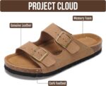 Project Cloud 100% Genuine Leather Flat Sandals For Women 2026 Cork Footbed Womens Sandals with Memory Foam and arch support Vacation Essentials Slides for Women Footwear (Venita) - Image 2
