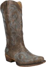 ROPER Womens Riley Embroidered Snip Toe Casual Boots Mid Calf Low Heel 1-2" - Image 2