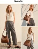 Realer Hobo Crossbody Bags for Women Designer Faux Leather Hobo Handbags Retro Large Size Shoulder Bag Bucket Purse - Image 2