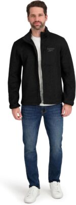 Reebok Men's Mock Neck Zip-up Textured Fleece Shell Jacket