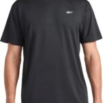 Reebok Men's Reflective Small Logo Crewneck T-Shirt, Standard Fit, Lightweight Cool Touch Jersey Fabric