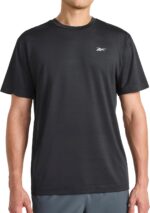Reebok Men's Reflective Small Logo Crewneck T-Shirt, Standard Fit, Lightweight Cool Touch Jersey Fabric