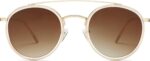 SOJOS Retro Vintage Round Polarized Sunglasses for Women Men Double Bridge Circle Sunnies SJ1104