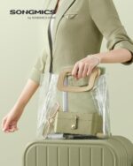 SONGMICS GISELLA Collection - Travel Jewelry Organizer, 2-Layer Jewelry Case Holder with Shiny Metal Hardware, Portable, Premium Velvet, for Earrings Necklaces, Sage Green UJBC166C02 - Image 2