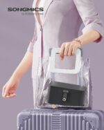 SONGMICS GISELLA Collection - Travel Jewelry Organizer, 2-Layer Jewelry Case Holder with Shiny Metal Hardware, Portable, Premium Velvet, for Earrings Necklaces, Slate Grey UJBC166G01 - Image 2