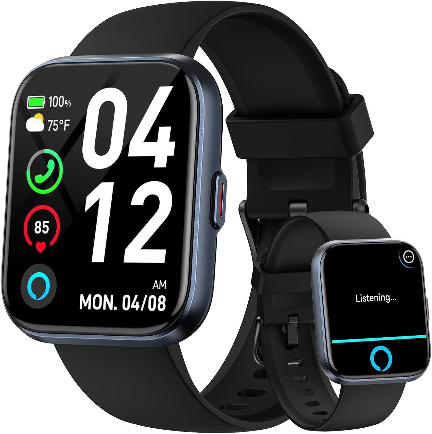 Smart Watches for Men Android & iPhone, 1.8" HD Alexa Smart Watches for Men Android & iPhone, 1.8" HD Alexa Built-in Smartwatches Fitness Tracker Watch with Bluetooth Calls, IP68 Waterproof, Heart Rate/Sleep/SpO2 Monitor, 110 Sport Modes - Black - Image 1