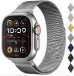 Stainless Steel Milanese Loop Compatible with Apple Watch Band 46mm 44mm 45mm 49mm men and women, Mesh Loop Magnetic Clasp Replacement for iWatch Bands Ultra Series 11 10 9 8 7 SE 6 5 4 3 2 1