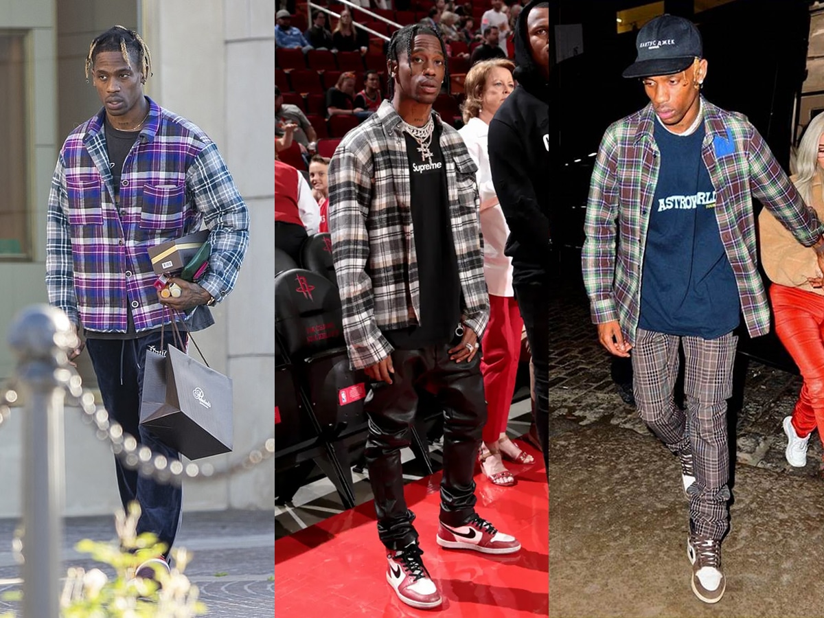 travis scott in flannel t-shirts