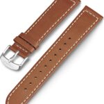 Timex 20mm Genuine Leather Strap – Dark Brown with Silver-Tone Buckle