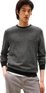 Tommy Hilfiger Men's Herringbone Cotton Cashmere Crewneck Sweater Pullover