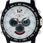 U.S. Polo Assn. Men's Chronograph Sport Watch – Ana-Digital Display with Tachymeter Bezel, Dual Time, Stopwatch & Alarm – White Silicone Strap – 46mm Case – Fits Wrists 5.5" to 8"