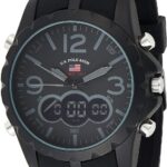 U.S. Polo Assn. Men's Multifunction Watch Black Silicone Strap Analog Digital Display Alarm Chronograph Backlight 50mm Case Fits Wrists 5.5" to 8"