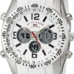 U.S. Polo Assn. Men’s Sport Watch with Analog-Digital Display, Silicone Band with Silver Links, 44mm Metal Case, Alarm, Backlight, Dual Time, Buckle Closure
