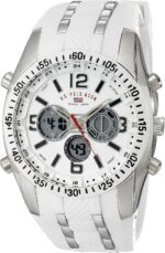 U.S. Polo Assn. Men’s Sport Watch with Analog-Digital Display, Silicone Band with Silver Links, 44mm Metal Case, Alarm, Backlight, Dual Time, Buckle Closure