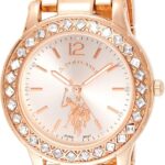 U.S. Polo Assn. Women's Rose Gold-Tone Watch – Elegant Crystal Bezel, Durable Bracelet, and Quartz Movement – Perfect for Everyday Style or Special Occasions