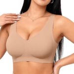 Vertvie Wireless Jelly Bras for Women Seamless No Underwire Push Up Bra Supportive Full Coverage Older Sport T-Shirt Bralette