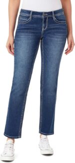 WallFlower Women's Feisty Curvy 30" Low Rise Straight Insta Stretch Juniors Jeans