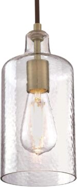 Westinghouse 6371400, Antique Brass Finish with Clear Textured Glass Carmen One-Light Indoor Mini Pendant, 120 Volts - Image 2