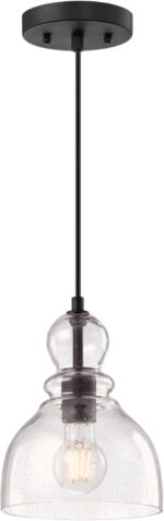 Westinghouse Lighting 6135800 One-Light Indoor Mini Pendant Light, Ceiling Light Fixture, Oil Rubbed Bronze Finish with Clear Seeded Glass