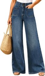 Women’s High Waisted Baggy Jeans – Stretchy Wide Leg Tummy Control Straight Leg Denim Pants Trendy Jeans for Women