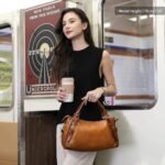 Women's Soft Genuine Leather Satchel Purses Top Handle Crossbody Bags Ladies Designer Medium Size Hobo Handbags - Image 2