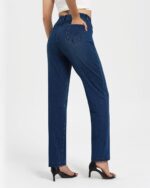 Women's Straight Leg Jeans Stretch Sweatpant Jeans Pull on High Waisted Comfort Soft Denim Pants - Image 2