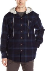 Wrangler Authentics Men's Long Sleeve Quilted Lined Flannel Shirt Jacket with Hood