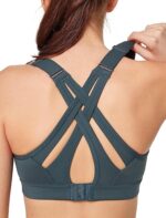 Yvette Sports Bra High Impact Adjustable Criss Cross Back, Full Support for Large Bust No Bounce
