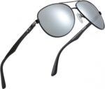 ZENOTTIC Polarized Aviator Sunglasses for Men Carbon Fiber Temple Pilot Sun Glasses with Mirrored Lens UV Protection