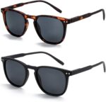 ZENOTTIC Polarized Sunglasses for Women Men: Retro Shades Round | Square Frame UV Protection 2 Pack