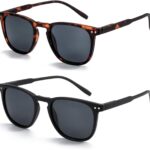 ZENOTTIC Polarized Sunglasses for Women Men: Retro Shades Round | Square Frame UV Protection 2 Pack