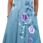 Zeagoo Womens Casual Dress for Summer Short Sleeve Loose Flowy Beach Dress with Pockets Hankerchief Flare Midi Sundress 2026