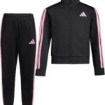 adidas Little Girl's Zip Front Classic Tricot Jacket and Joggers Set