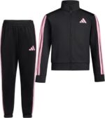 adidas Little Girl's Zip Front Classic Tricot Jacket and Joggers Set