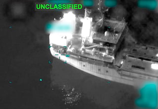 A forward-looking infrared (FLIR) view of the moment before a US military aircraft disabled the engine of the Guinea-Bissau flagged M/T Jalveer. CentCom claimed the tanker attempted to transport oil from Iran through the Gulf of Oman. A US aircraft fired two Hellfire missiles into the ship’s engine room after the crew repeatedly failed to comply with directions from US forces. As of June 11, 2026, CentCom reported that its forces have disabled nine non-compliant vessels, redirected 135 ships that complied, and allowed 42 vessels supporting humanitarian aid to pass since initiating the blockade on April 13.