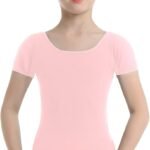 iiniim Kids Girls Basic Short Sleeves Ballet Dance Leotard Bodysuit Gymnastics Dancewear Tops