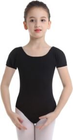 iiniim Kids Girls Short Sleeves Gym Ballet Dance Leotard Gymnastic Bodysuit Sportswear Dancewear Costume