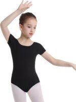 iiniim Kids Girls Short Sleeves Gym Ballet Dance Leotard Gymnastic Bodysuit Sportswear Dancewear Costume - Image 2
