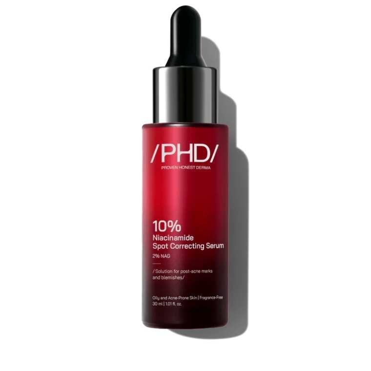 PHD 10% Niacinamide Spot Correcting Serum helps fade post-acne marks while balancing excess oil production.