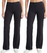 no nonsense Lounge Yoga Pants for Women, Flared Cotton Leggings, 32.5" Inseam, Wide Waistband