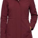 wantdo Women's Softshell Rain Jacket Lightweight Waterproof Fleece Lined Windbreaker Jacket with Hood