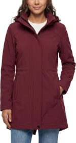 wantdo Women's Softshell Rain Jacket Lightweight Waterproof Fleece Lined Windbreaker Jacket with Hood