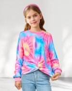 Girls Long Sleeve Sweatshirt Kids Crewneck Shirts Trendy Twist Front Pullover Tops 3-12 Years - Image 3
