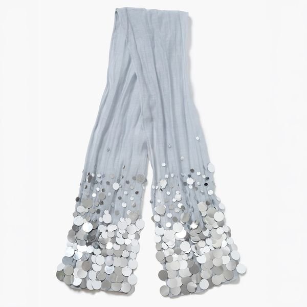 Chan Luu Sequin Cotton Silk Scarf Fog