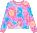 Girls Long Sleeve Sweatshirt Kids Crewneck Shirts Trendy Twist Front Pullover Tops 3-12 Years