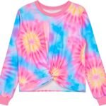 Girls Long Sleeve Sweatshirt Kids Crewneck Shirts Trendy Twist Front Pullover Tops 3-12 Years