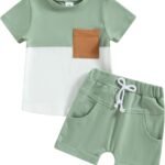 Infant Baby Boy Summer Clothes Outfit Color Block T-shirt Shorts Set 6M-3T | Toddler Baby Boy Summer Outfit Short Sleeve Checkerboard T-shirt Shorts Clothes Set Infant Clothes 6 12 18 24 Months 2T 3T