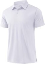 PINSPARK Men's Golf Shirt Short Sleeve Quick Dry Collared Polo Shirts | Moisture Wicking, Breathable, Lightweight, 4‑way stretch, 3 Button, Regular Fit, Tagless, Casual, Stylish, Athletic Polo