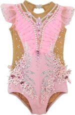 Pink Girl's Artistic Gymnastics Costume for Performance and Practice